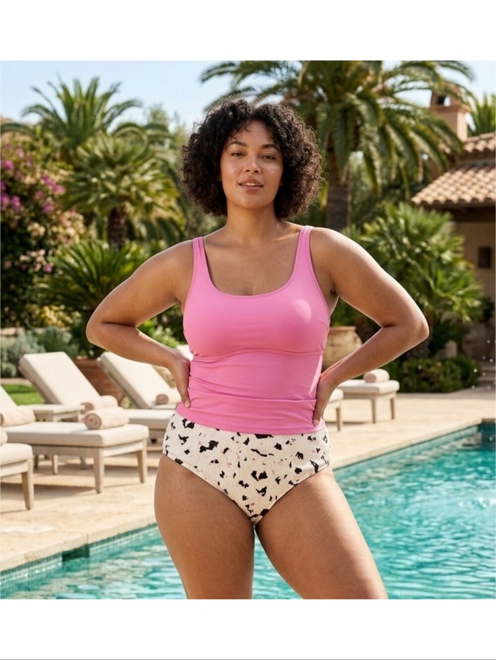 Missguided High Waisted Bikini Bottoms White Leopard Print Size 16